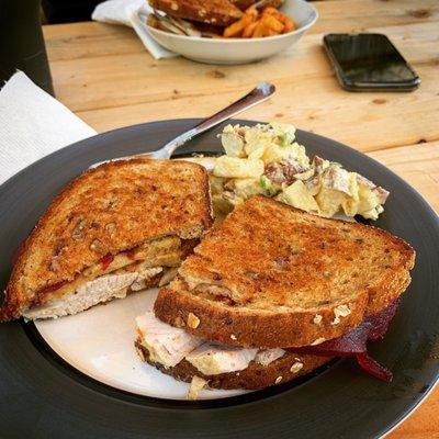 Turkey cobbler sandwich with the most perfect potato salad