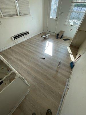 New subfloor and LV vinyl installed in kitchen