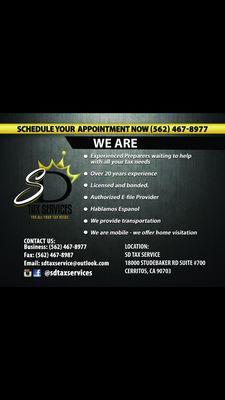 Now Accepting New and Returning Clients!!!! SCHEDULE YOUR APPOINTMENT FOR ALL YOUR TAX NEEDS