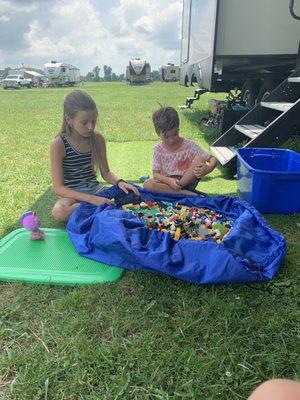 My kids playing outside- you can see how open the yard is behind them.