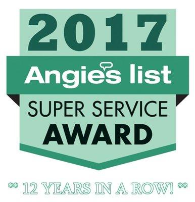 Angie's List Award Winners 12 Years in a Row!!!