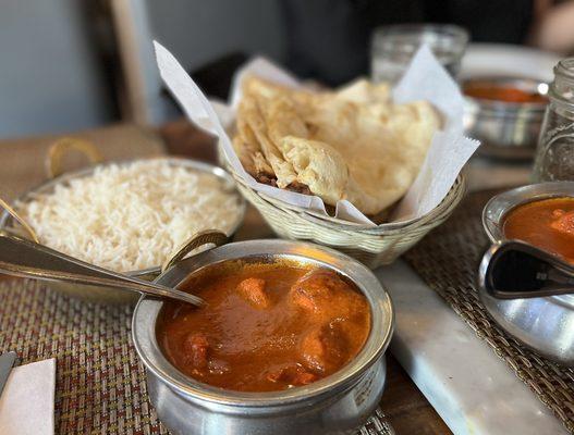 Chicken Tikka Masala with Naan and rice