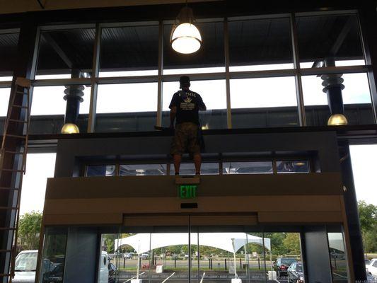 Window cleaning in Long Island at a local car dealership!