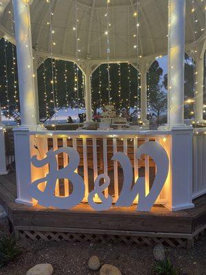 Custom lettering and lights for wedding