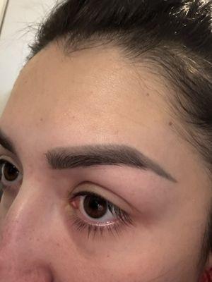 Missing eyebrow tail. Not that noticeable only because I have them microbladed