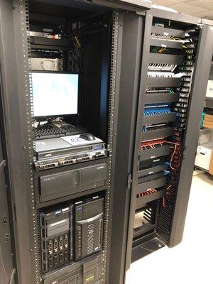 An example of a neat and tidy server room setup by QC!