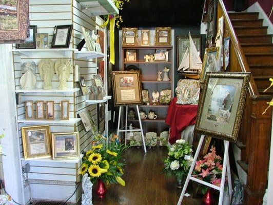 Our inspirational room is stocked with angels, plaques, picrtures, windchimes music boxes, just to mention a few.