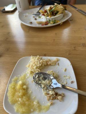 Not impressed . Key Lime cheesecake and salad and almond leak pasta. We never got our water to drink.