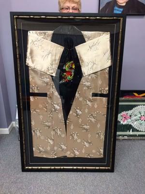 Just finished this shadow box of an authentic Japanese Kimono.