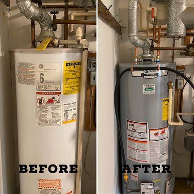 50 gallon AO Smith natural gas B-vent water heater replacement in Severna Park.