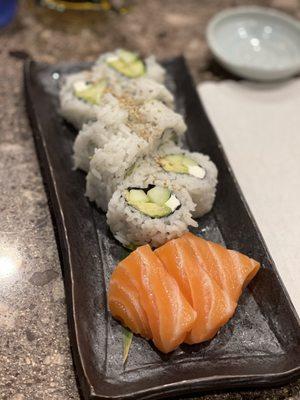 Philly roll with the salmon on the side