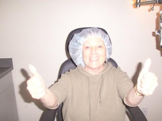 Two thumbs from a patients immediately after LASIK