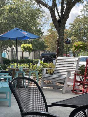 Outdoor patio for eating or just enjoying a cold adult beverage