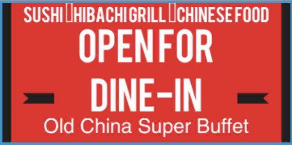 sushi·hibachi grill·chinese buffet open for dine -in