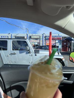 Mango cocunut smoothie.