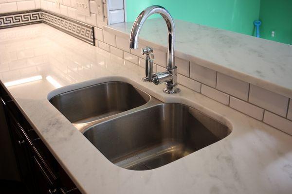 My kitchen with Granite Vision Ashbun installed and fabricated countertops.  Waterworks Henry Faucet.