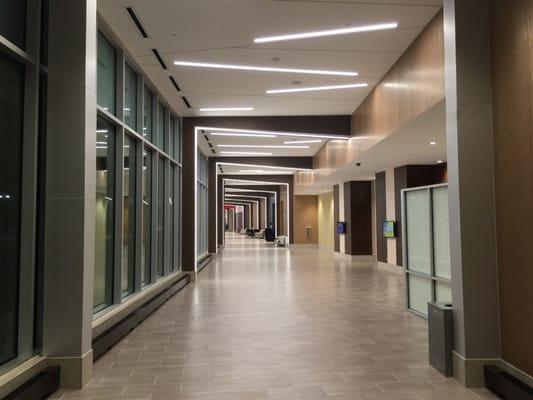 The hallway between the hotel and the casino.