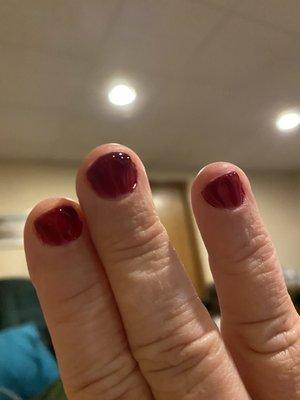 Blotchy gel manicure