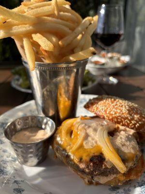 Cheeseburger and fries