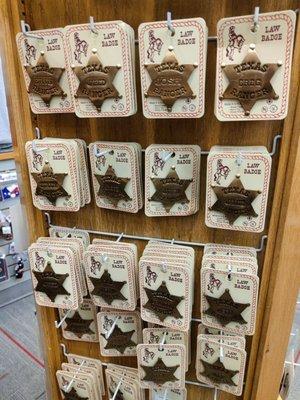 Sheriff badges... I got one for my boss! LOL!