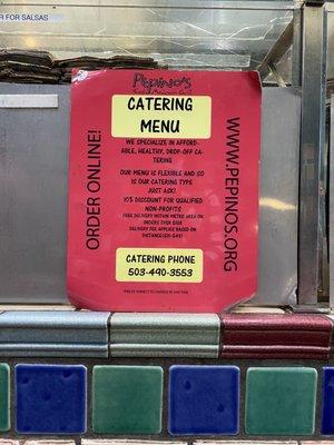 Catering menu info