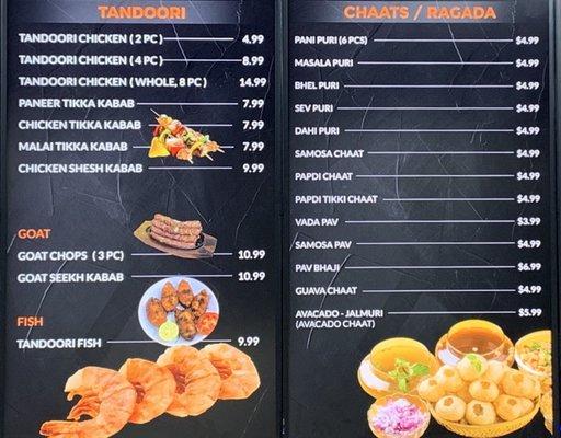 Tandoori Menu...and...Chaat Menu