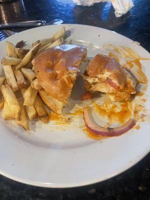 Grilled chicken sandwich and fries