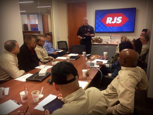 RJS employees during our monthly meeting. Reviewing the newest commercial pest control practices