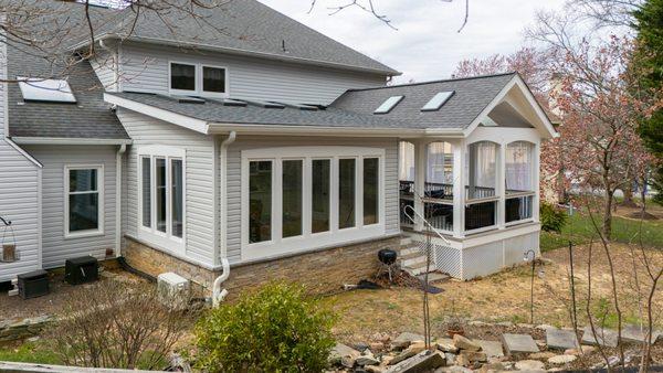 Addition which houses a new large kitchen and enclosed deck