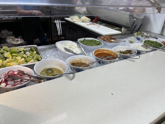 Salsa and toppings bar