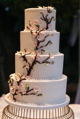 Our wedding cake: two tiers of funfetti and two tiers of red velvet