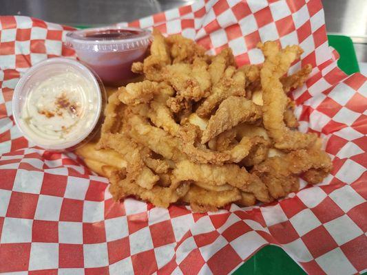 "Clam Strips Fish and Chips" only at Sellwood Fish and Chips.