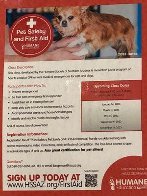 Pet safety and first aid class