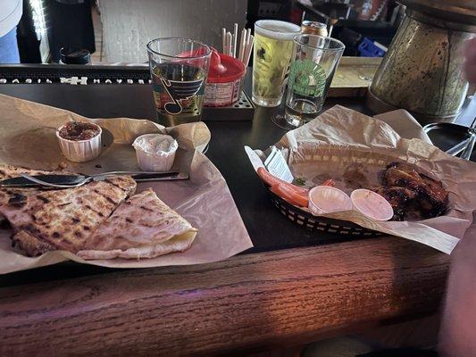 Quesadillas and wings