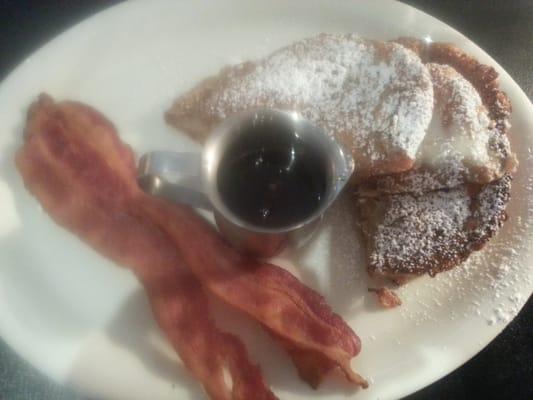 Peach Stuffed French Toast Crouissants & Bacon @ R Bistro