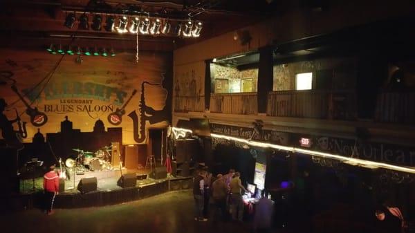 Taken from the balcony, looking down on the stage. Groovy little place to relax and catch some tunes.