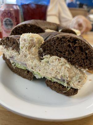 Tuna (Solid White) Sandwich on pumpernickel