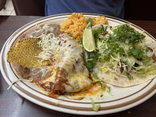 Pork taco and enchilada special.