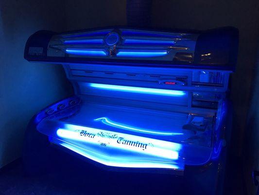 This is are entry level tanning bed.Face tanners,aromatherapy, misters and built in AC units."Sit back,relax this time is yours"