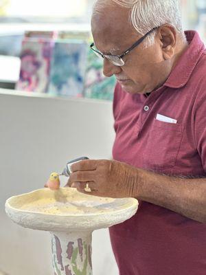 Glazing bird bath