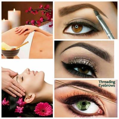 Eyebrow Threading,

 Eyebrow  Tinting, 

Herbal Facials 

Brazilian waxing 

Individual  Eyelashes