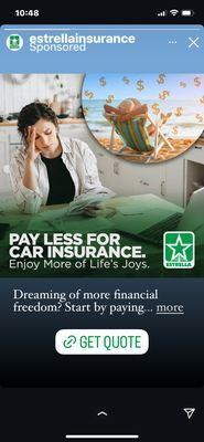 Pay less for car insurance today with Estrella Insurance!