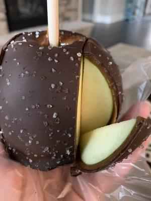 Dark chocolate sea salt caramel apple