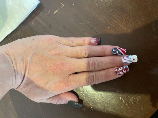 Nancy did them exactly how I wanted! I got everything On my nails that's so important to patriots!!