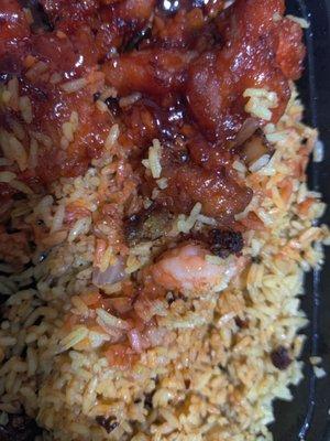 General tso's chicken and shrimp fried rice