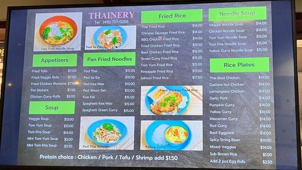 Thainery digital menu screen