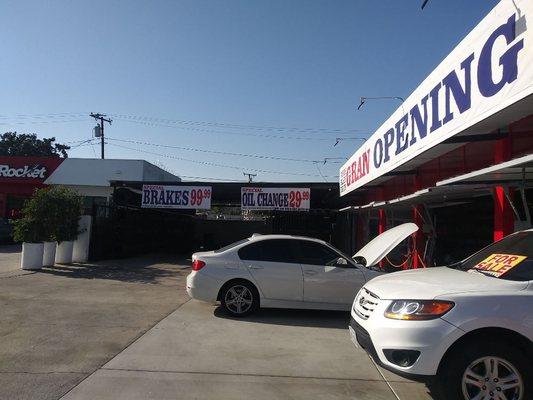 Oil change and brake service specials. They have a roof so you are not waiting out in the sun and Making sure you stay dry if there is rain.