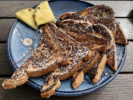 Wowza.  Delicious French toast.  Why have I never paired pineapple with it?  I've been missing out.