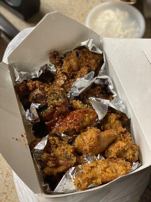 Large Fried Chicken with Original,  Sweet and Spicy, and Honey Garlic