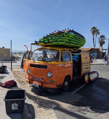 Equipment rental van at the beach in Santa Monica next to the playground today.